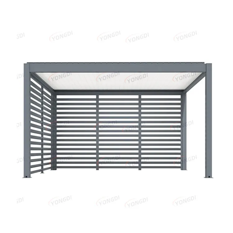 YONGDI outdoor swimming pool cover 5x5 full open electric rotating blades green gazebo garden louvre pergola