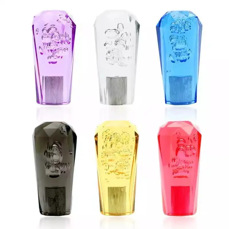 Car Manual Shift Knob Gear Shifter LED Light Head Shift Knob Stick Crystal Transparent Bubble Transmission Gear Lever Shift