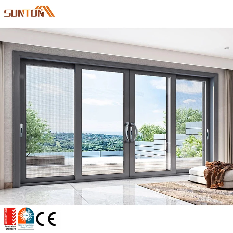 High quality modern house villa outdoor soundproof waterproof hurricane proof aluminum frame glass silding doors