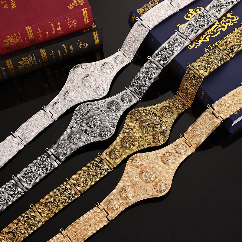 Luxury Vintage Metal Caucasian Ethnic Style for Women Belt Jewelry long Adjustable Length Wedding Dress Waist Chain