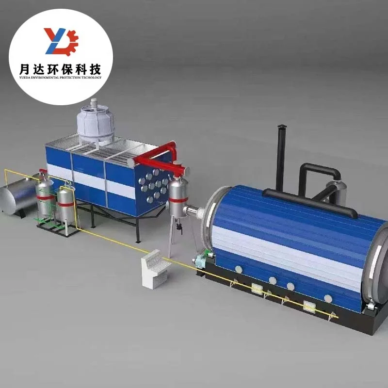 waste tyre pyrolysis to fuel oil biomass pyrolysis reactor with crusher machine and installation for sale
