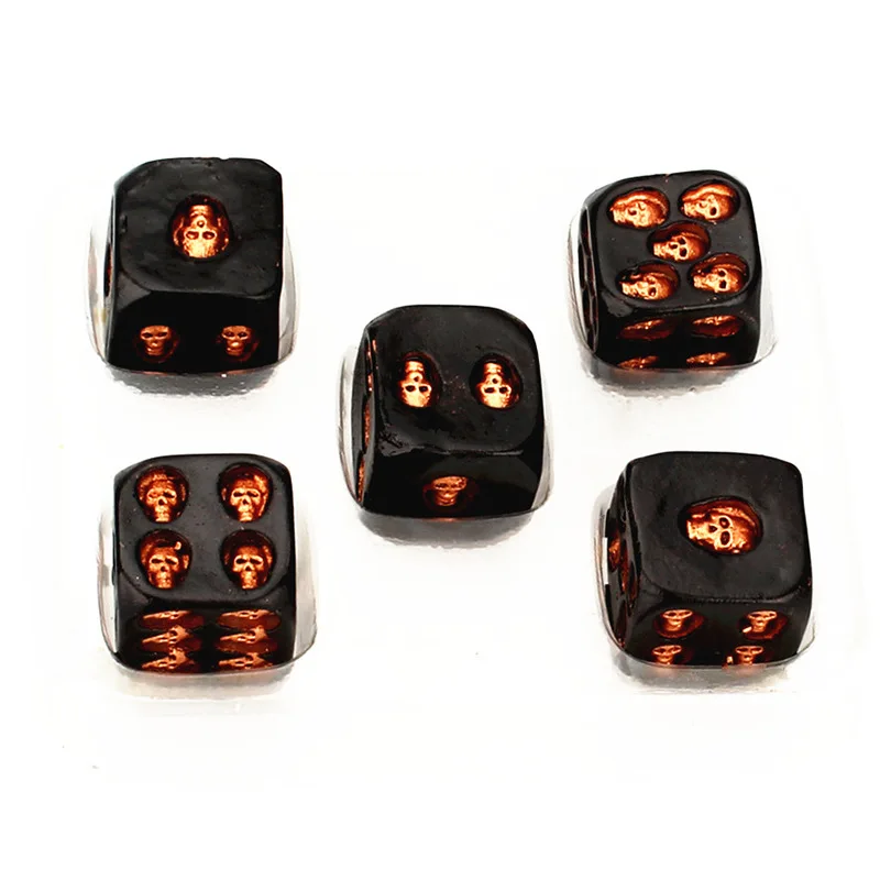 Deluxe Devil Poker Dice Bone Dice 6 Sided Resin Gold Silver Black Skeleton Dice Set For Gaming Tower