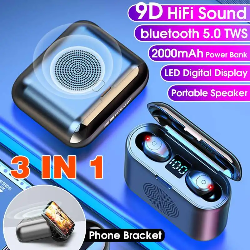  F9 8D Stereo Ipx7 Waterproof Digital Led Display 5.0 Headphones Audifon Tws Con