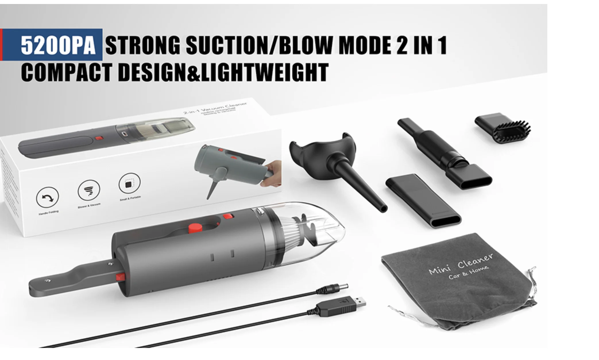 Mini Handheld 12V Car Vacuum Cleaner Wet And Dry Electric High Suction Power Car Interior Vacuum Cleaner