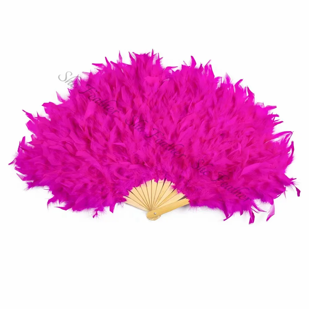 13 Bamboo Staves Bones Turkey Chandelle Feather hand Fans Belly Dance Bar Performance Wedding Props