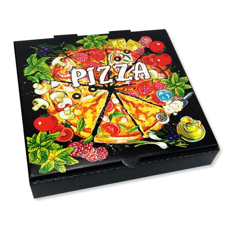 custom italy black empty pizza box 12 inch printing kraft paper carton packaging box for food
