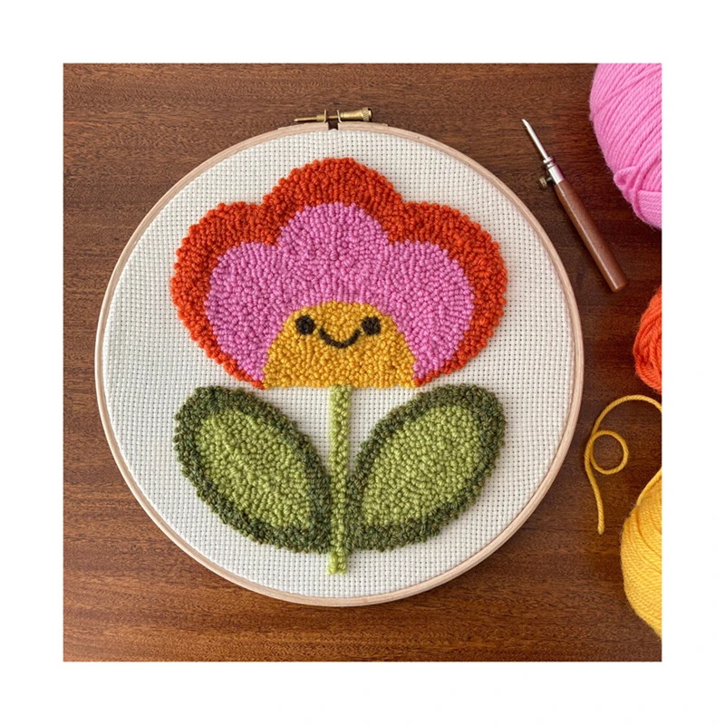 Floral tulip DIY wall hanging decor art poking fun handmade punch needle kits decorative paintings for gift