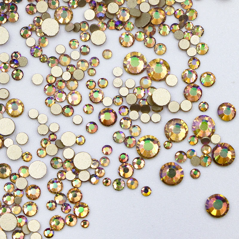 Хрустальные Стразы для ногтей разных размеров 2028 с плоской задней стороной, стеклянные стразы без горячей фиксации для дизайна ногтей, стразы для изготовления ювелирных изделий