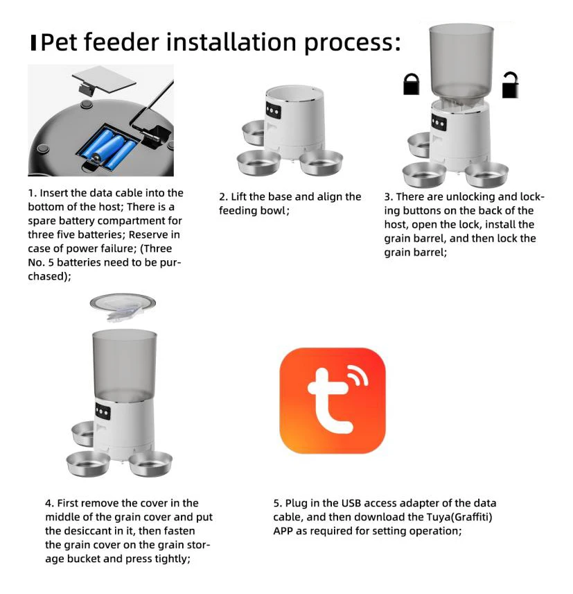 Tuya APP Control 6L Automatic Pet Feeder Three Bowl slow Food Dispenser Feeder for Dog Cat Pet Product
