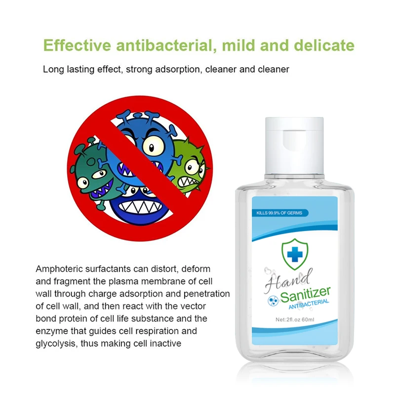 
In Stock Waterless Bulk Hand Sanitizer Gel 60ml 70% 60ml sanitizer hand small size 