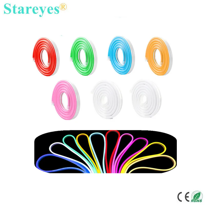 Free shipping 10 Pcs Waterproof DC12V LED Neon strip SMD 2835 5m 120LED/m Diode Tape Flexible Rope Decor Ribbon Advertising lamp