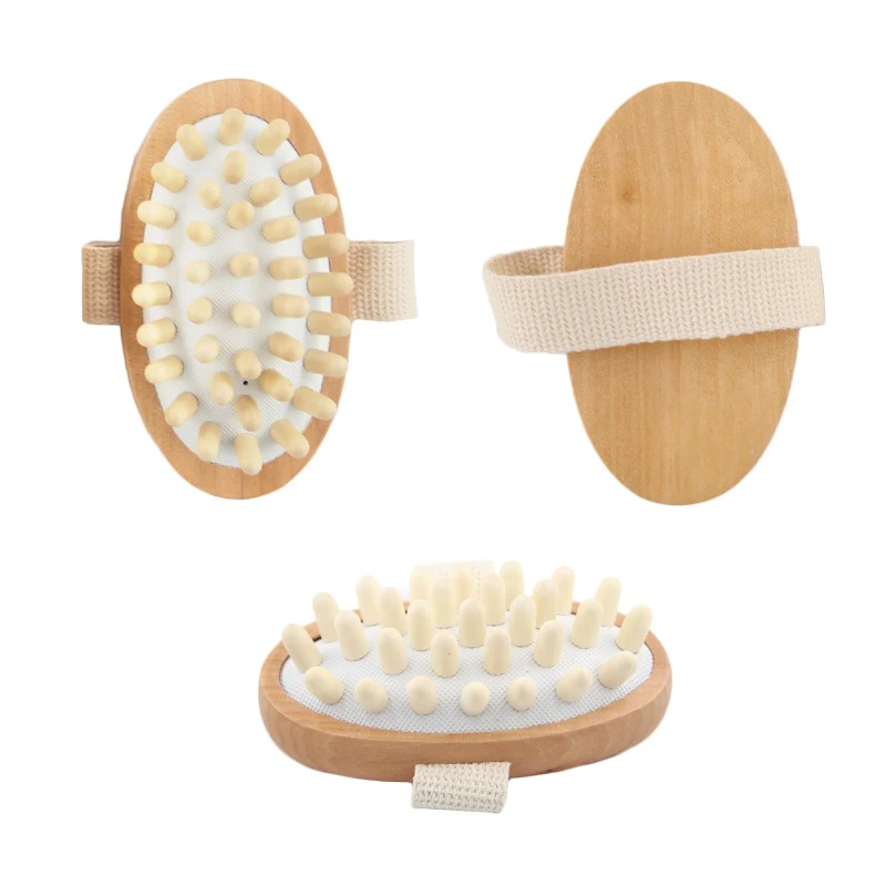 Hand-Held Natural Wood Wooden Massager Body Brush Cellulite Reduction Shower Full Body Massage Brush Best Spa Cervical Massager