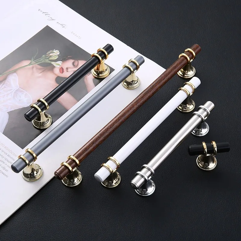Cabinet Furniture Fittings Black Single Hole Handle Wholesale Cross Border Wardrobe Door Handle Gold Aluminum Alloy Drawer