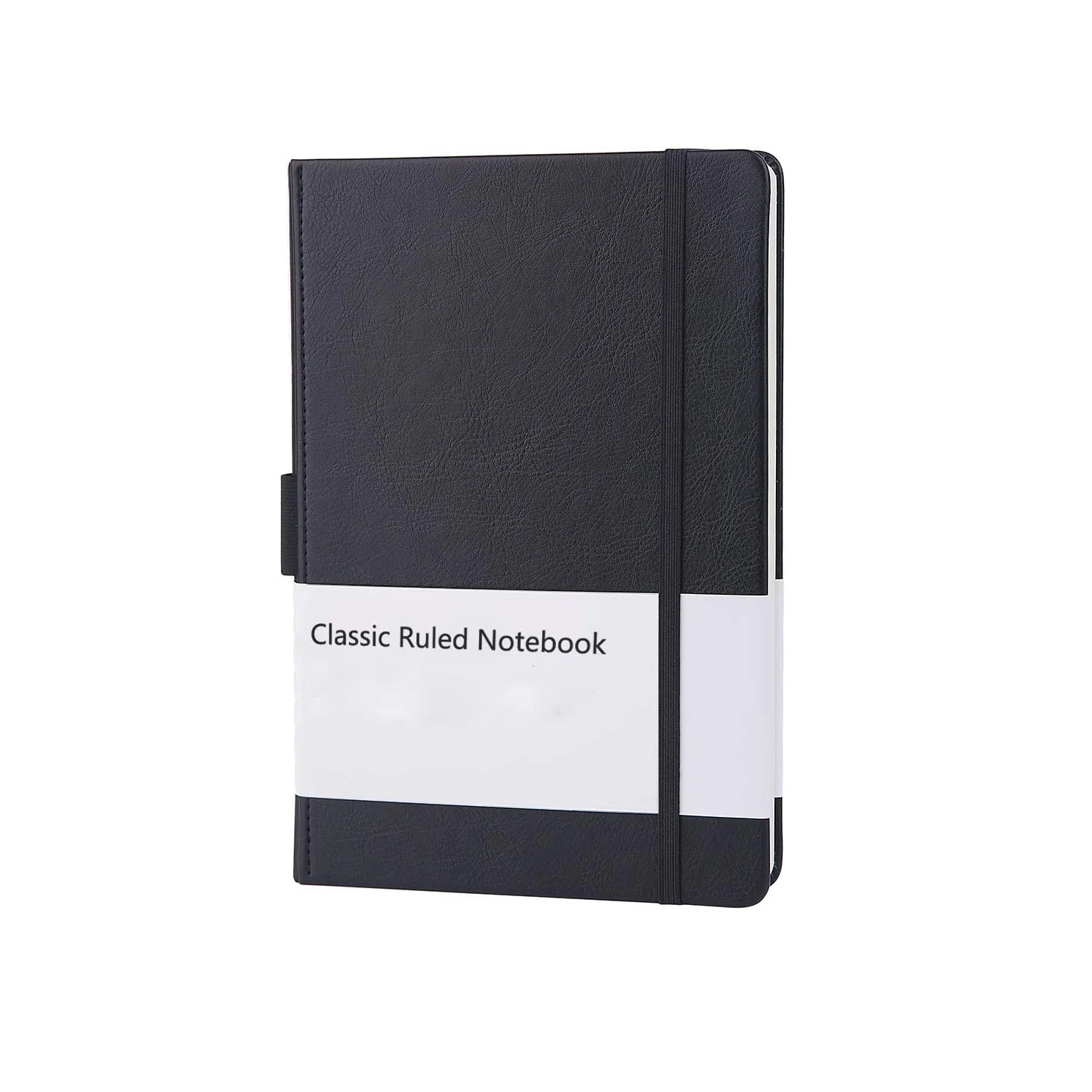Custom Blank Rule Journal Magic Waterproof Hardcover Elastic Close Black Leather Notebook With String