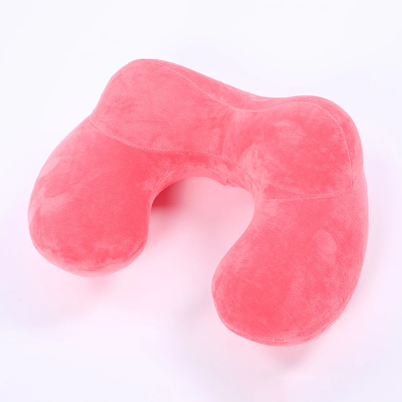 New Arrival Pink Home Office U-shaped Hump Neck Pillow Pvc Inflatable Pillow Airplane Travel Rest Pillow