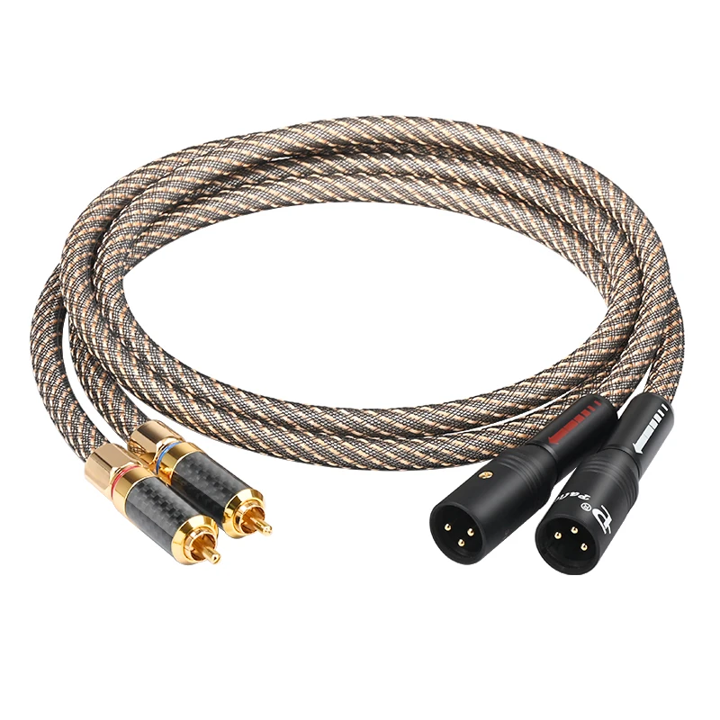 HiFi RCA to XLR Cable Hi-END OFC Sliver Plated 2RCA Male to Dual XLR Female AUX Audio Cable  For Amplifier Mixer