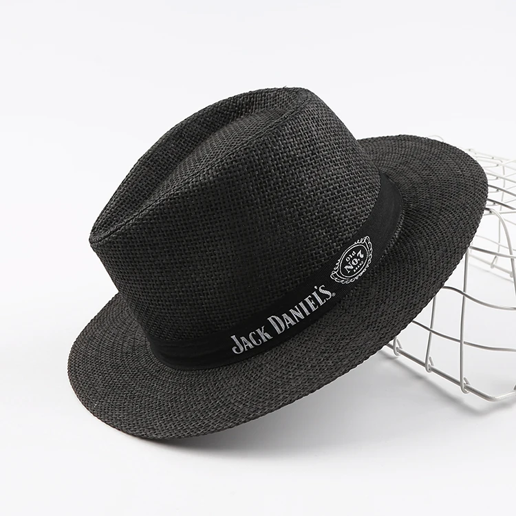 Customized Famous Logo/Brand Printed Fashion Simple Paper Straw Hat Panama Straw Hat Cowboy Hats