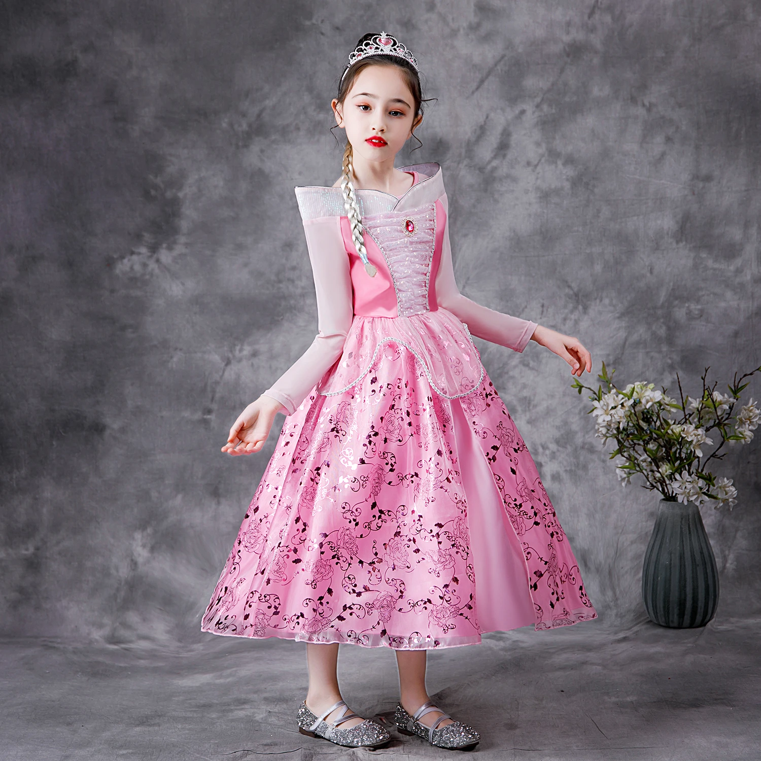 Hot Sale Girls Belle Aurora Sofia Summer Fancy Princess Costume Children Halloween Birthday Party Dress K72