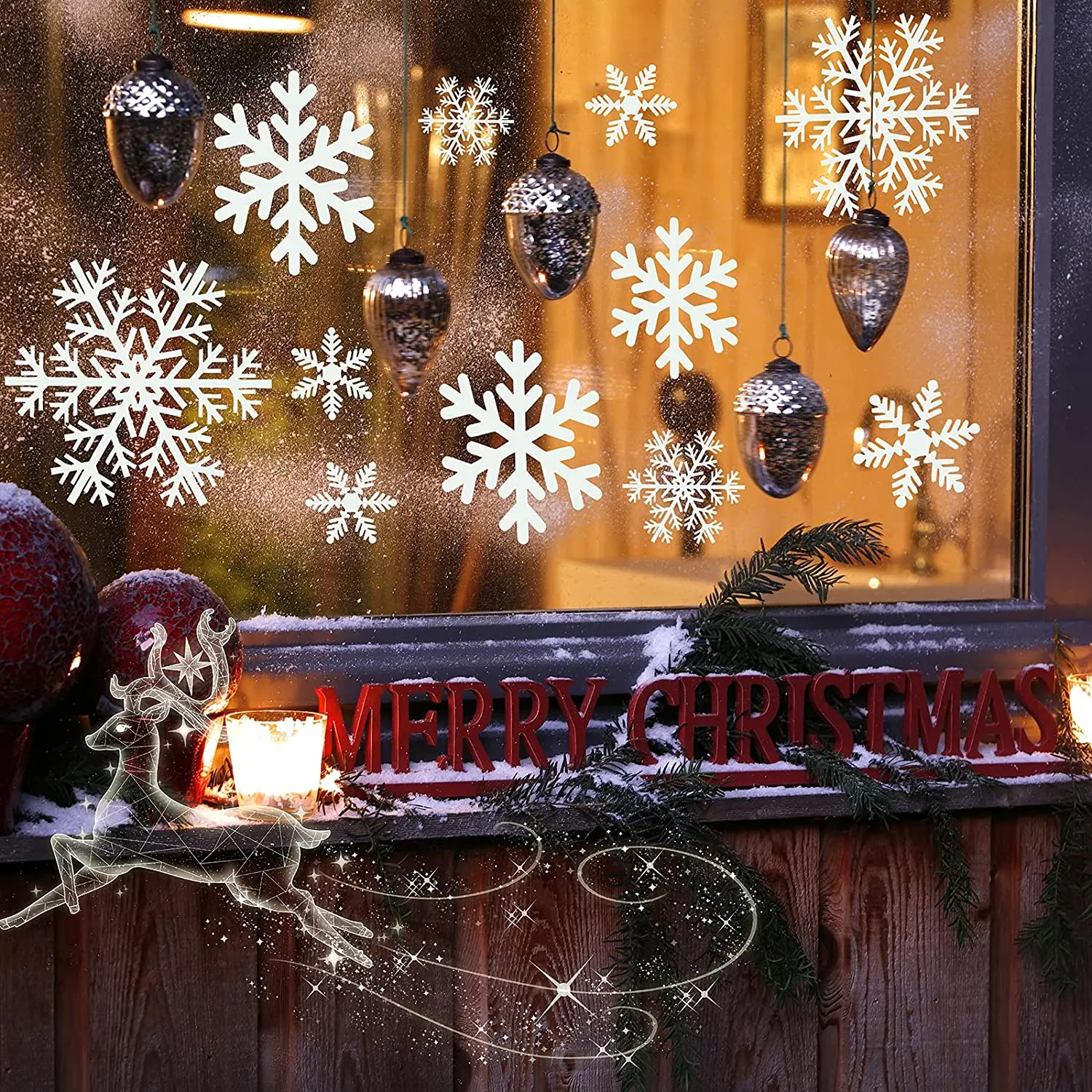 Christmas Window Decorations Christmas Window Stickers Static Snowflake Stickers Reusable Stickers