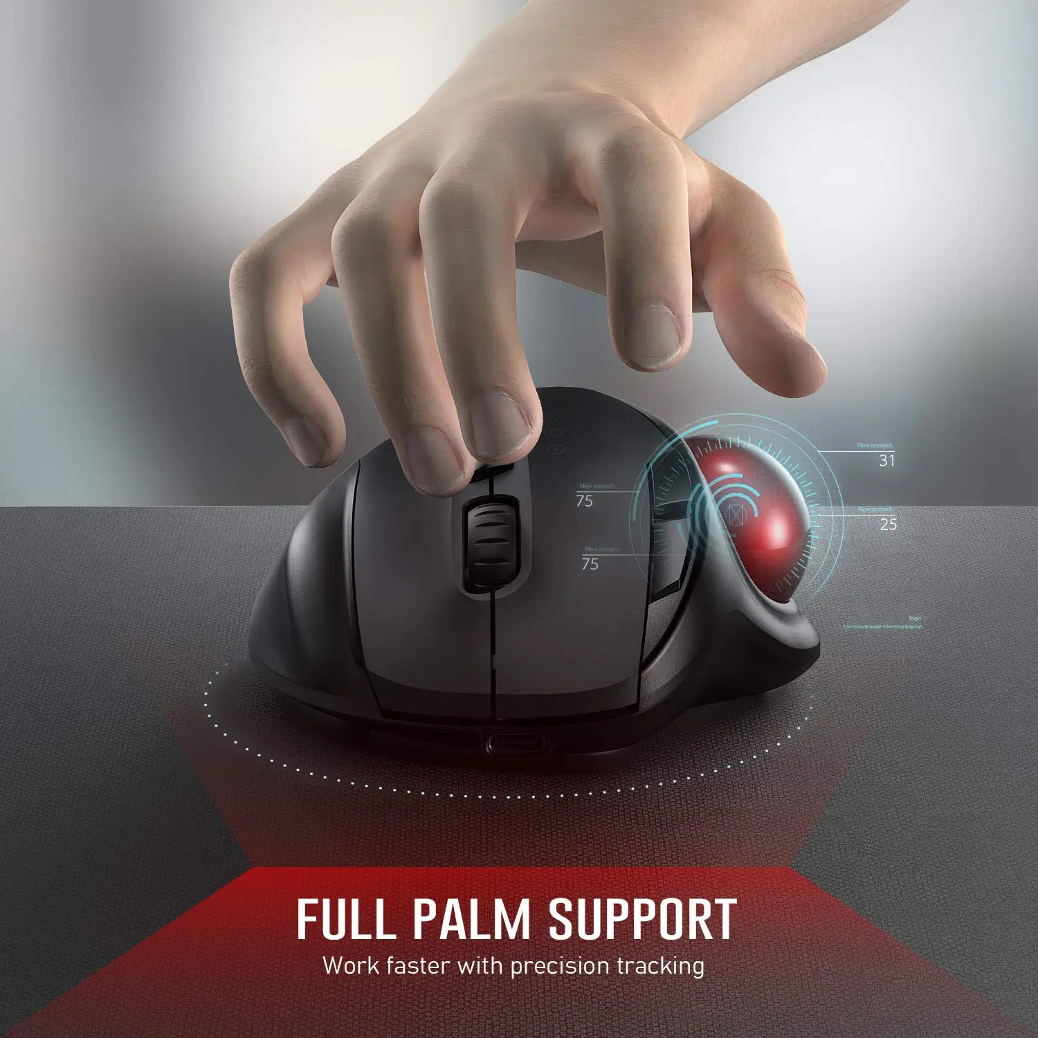 Hot Selling BT Wireless Computer Mouse  Rechargeable Dual Mode Optical Trackball Ergonomic Wireless Mouse