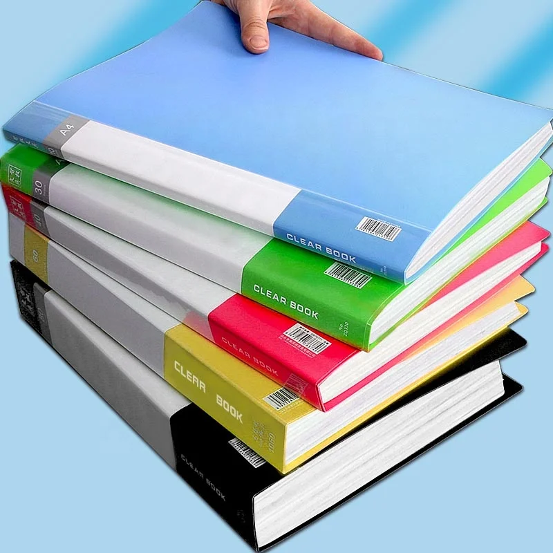 Plastic Clear Pockets Display Presentation Book A4 Data File with 10/30/40/60/80/100 Pockets Document File Folder