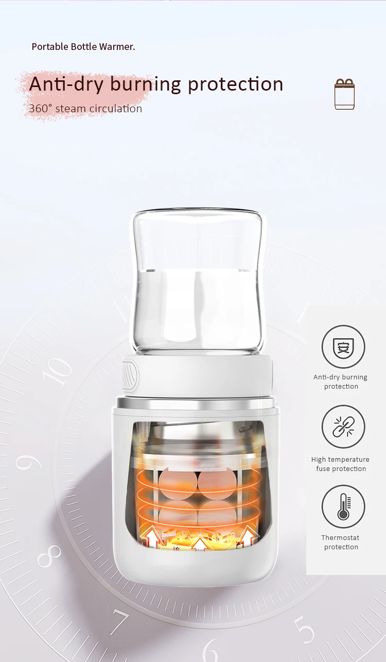 N6 Mini Portable Milk Warmer Fast Defrosting Fast Heating Baby Bottle Warmer with LED Display Baby Feeding Sterilizer