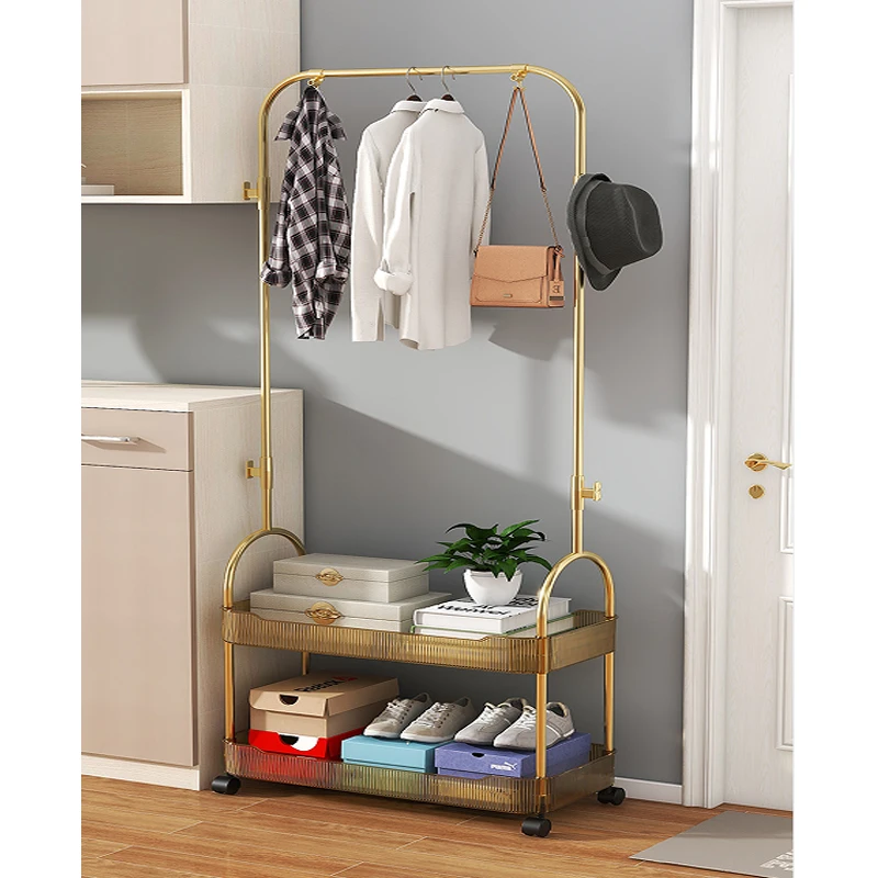 Multifunctional PET Clothes Hanger Rack Standing Mobile Coat Rack Storage Shelf