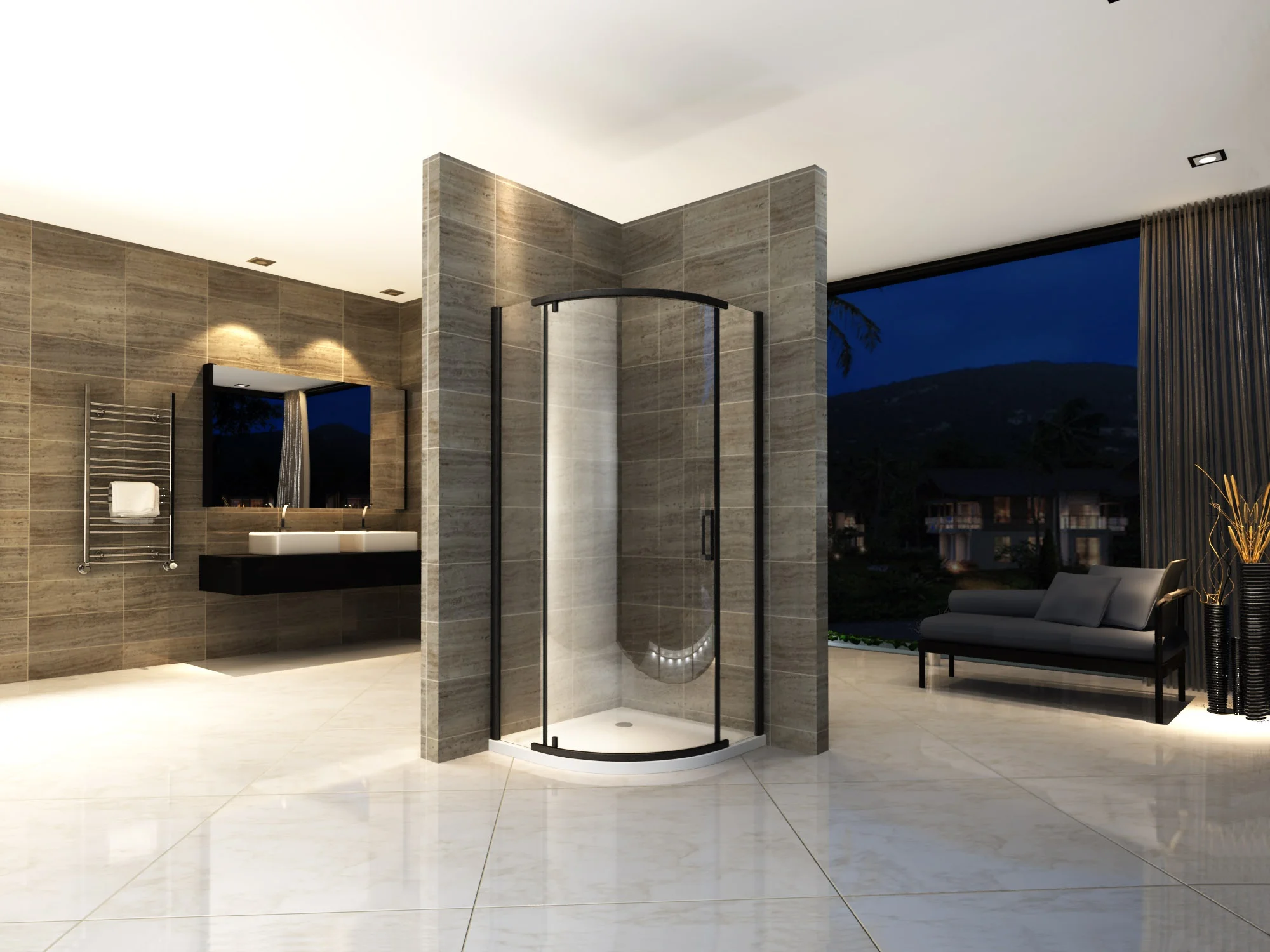 Tempered glass Hinge enclosure shower rooms 2 persons multi-function bath shower cabin price