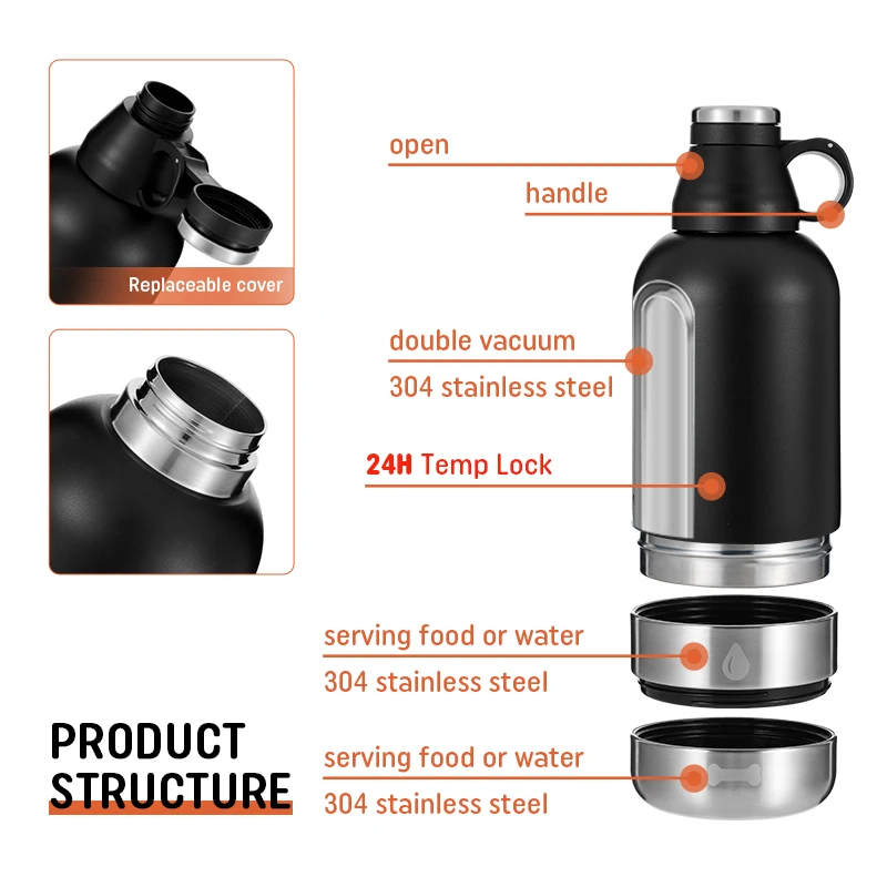 3 in 1 Portable Dog Travel Water Bottle and Bowls Human and Dog Water Bottle Water Bowl Dispenser Travel Accessories