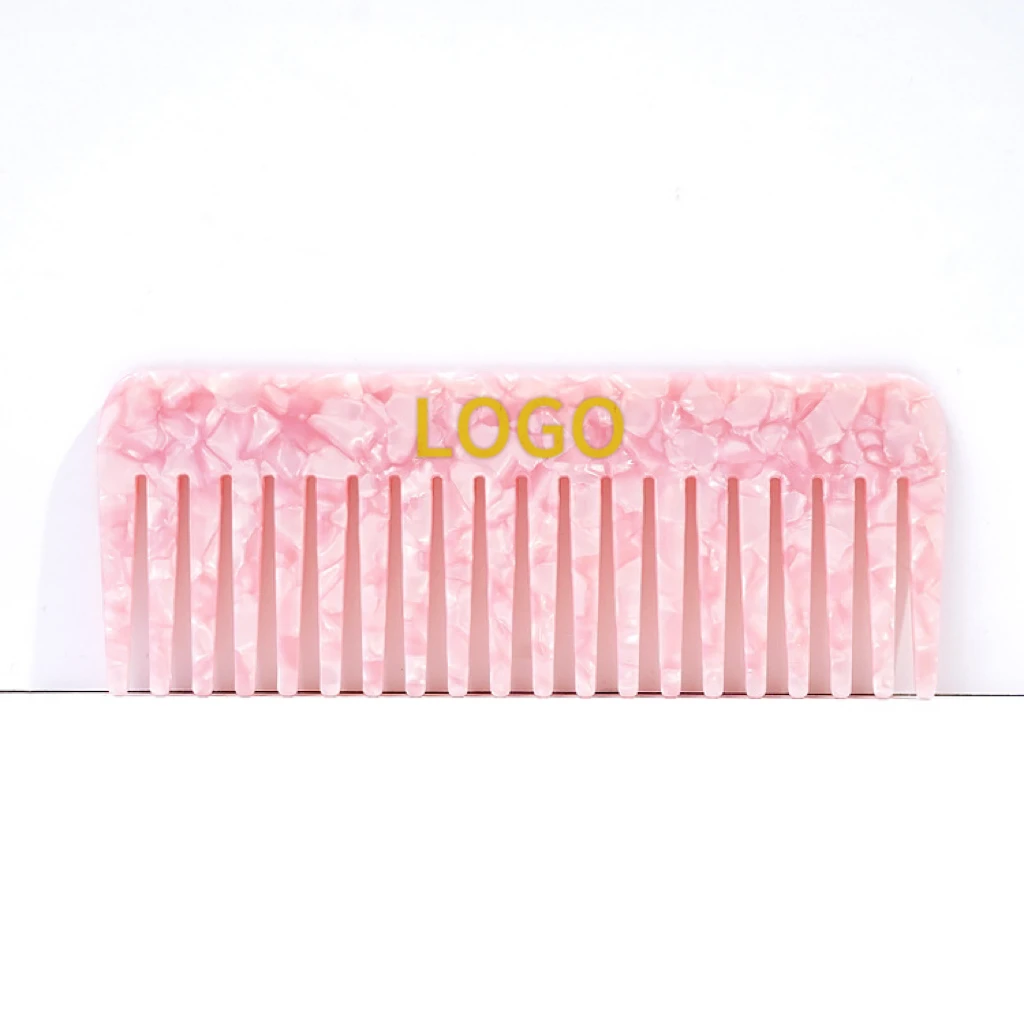 MingHe Wide Tooth Comb Wholesale Pink Square Straight Hair Comb Acetate Custom Wide Combs For Women