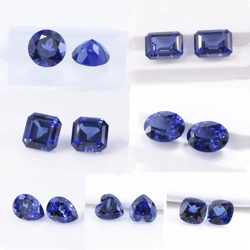 Top Factory Sale Sapphire jewelry loose gemstone Round oval heart pear Asshcer Cut Emerald Cut lab grown royal blue sapphire