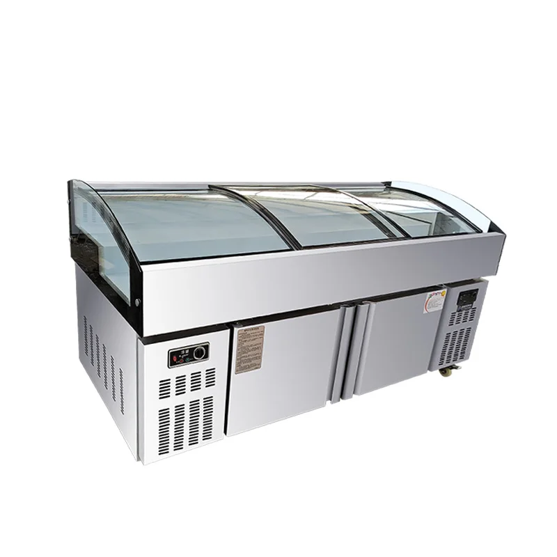 2020 Commercial countertop display refrigerator Counter top stainless steel pizza workbench chiller
