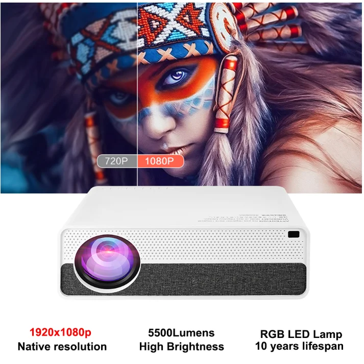 Support Smart mobile phone WIFI connected portable 4k full HD native 1080P home theater android smart projector
