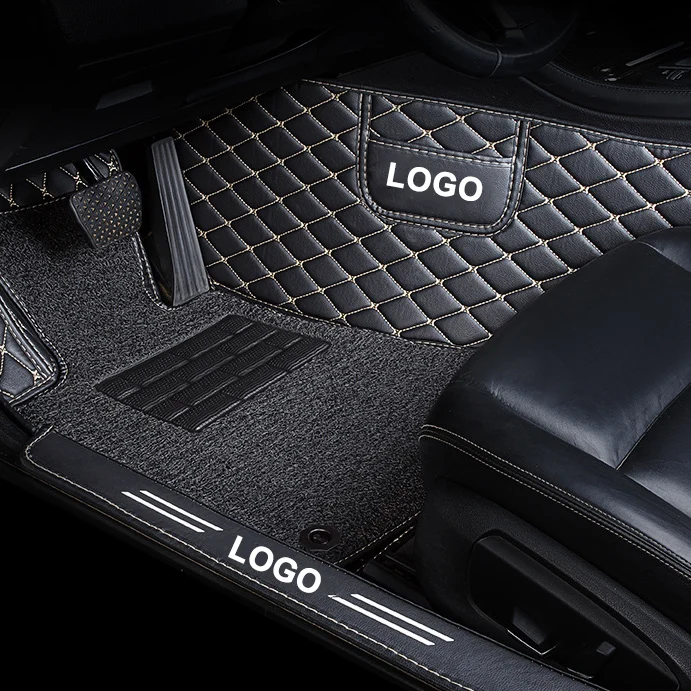 Muchkey Automotive Interior Car Foot Mat 5D Luxury Leather Wire Loop Car Mats Double Layer Car Floor Mats