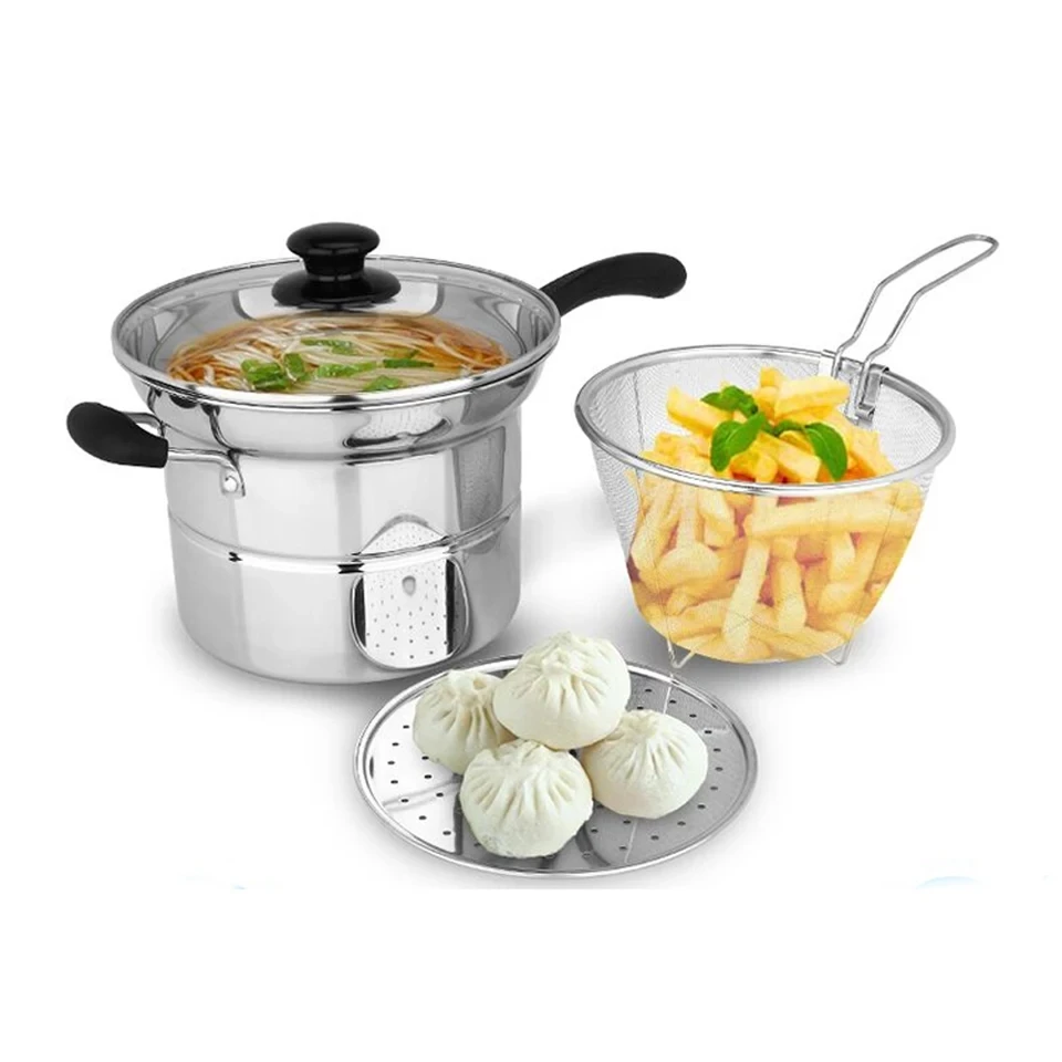 Factory Wholesale Multipurpose Pasta Pot Stainless Steel Pasta Cooker Steamer Pot With Strainer Noodle Pot