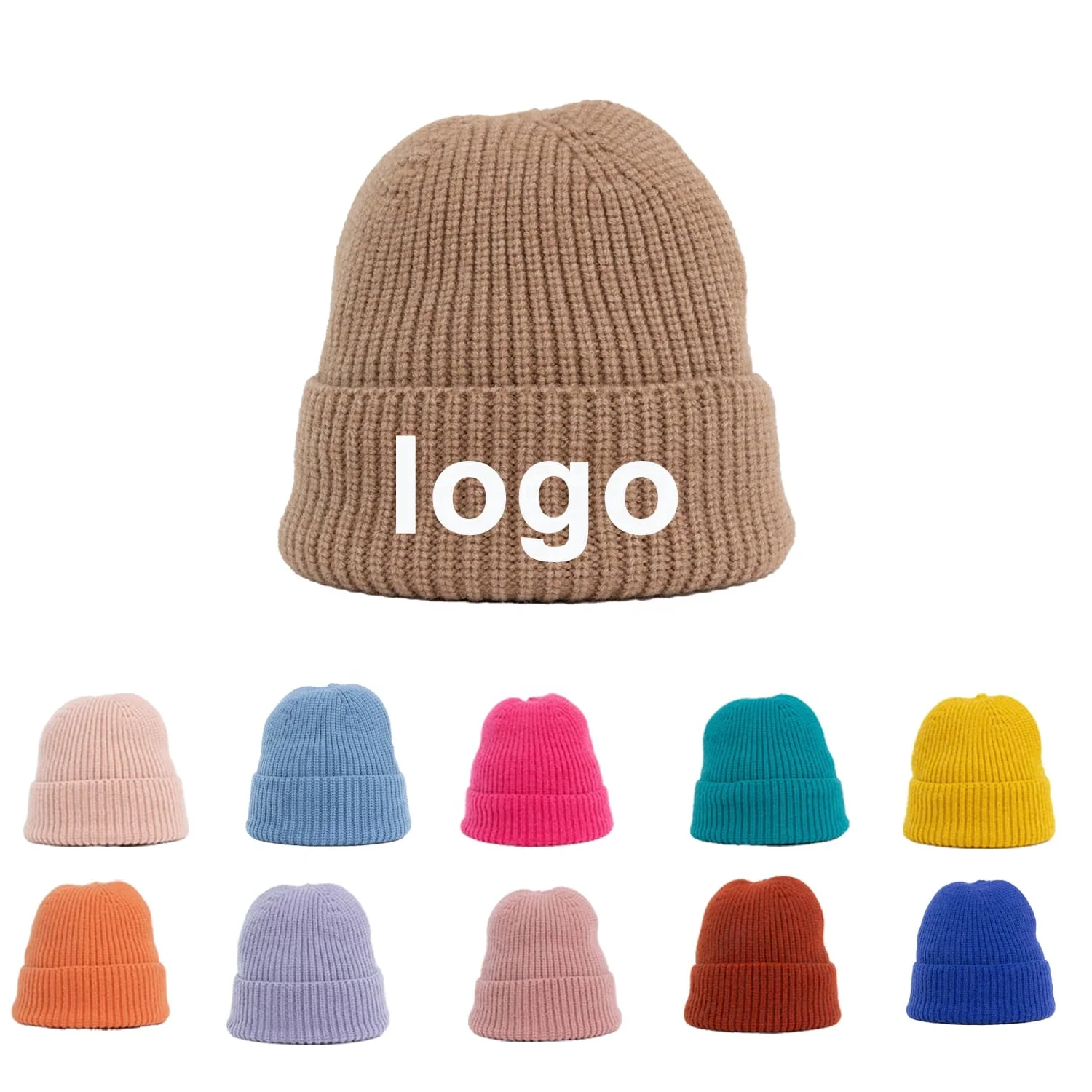 CUSTOM LOGO Unisex Hip Hop Skully Ski Cuffed folded chunky sports warm winter fishermen beanie hats