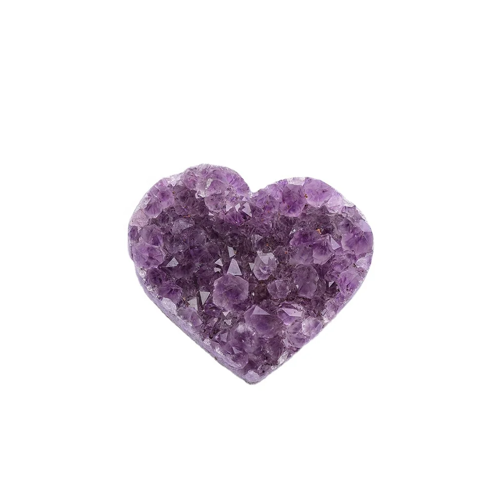 Wholesale raw Uruguay heart-shaped purple crystal crystal healin stone hole natural crystal cluster