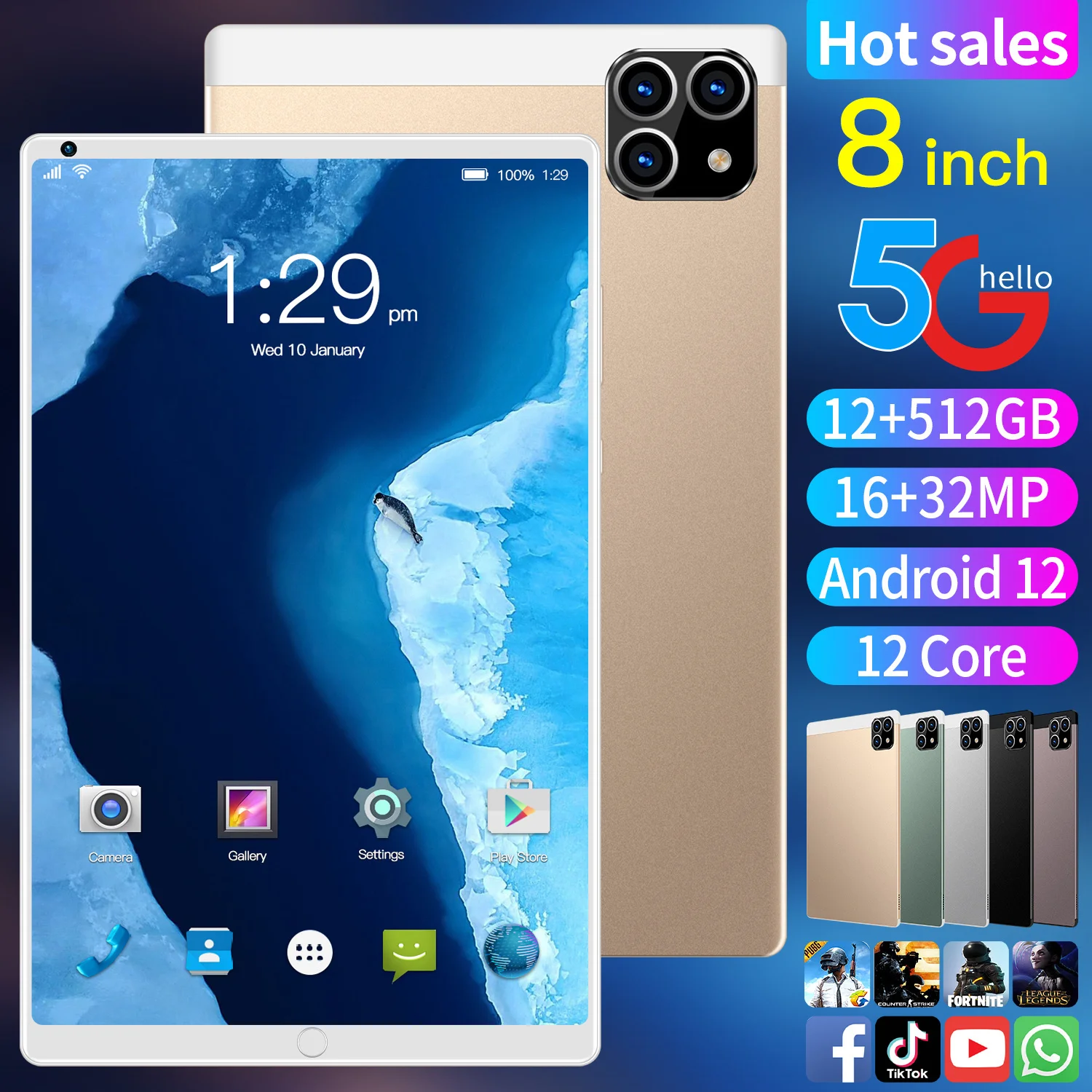 Детский планшет K10 8 дюймов ОЗУ 12 Гб + ПЗУ 640 Android 0 двойная карта Wi-Fi GPS 4G 5G LTE