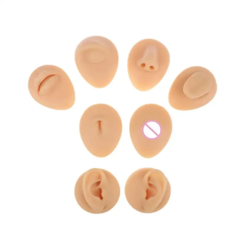 Silicone Body Part Model,Ear Mouth Eye Tongue Navel Model Puncture Display teaching tool,Reused Piercing Practice Body Parts