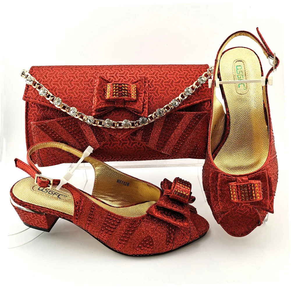 Turkey African Italian Luxury Party Women Ladies Shoe And Bag Se1 Set New Fall Gold