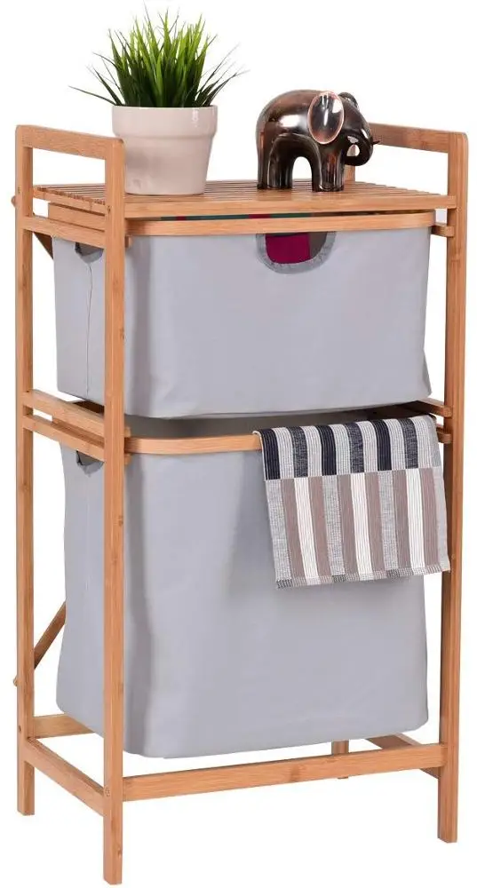 
Combohome Bedroom 2-Drawer Bamboo Storage Shelf Dresser Sliding Cloth Fabric for Closet Bathroom Shelf 