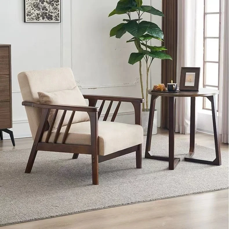 Wholesale solid wood armchair living room sofa chair leisure restaurant cafe chair and table set