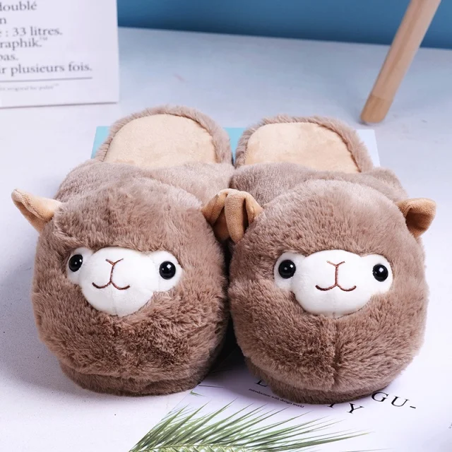 soft plush Alpaca cotton slippers women indoor warm slippers house anti-slip winter slipper
