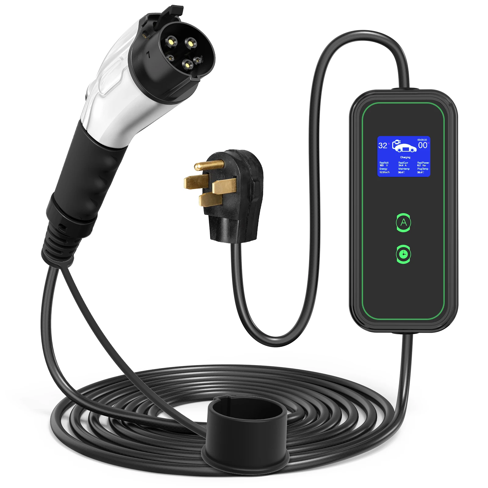 OEM Electric Car Portable EV Charger Type 2 Home Essential Portable EV Charging Station with White/Black 16A Ev Charging Cable