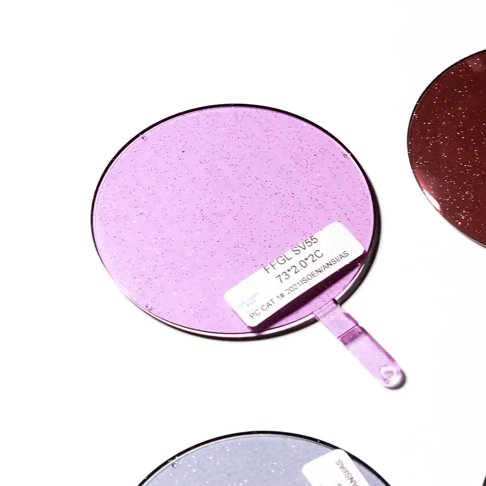 2024 Custom Silver Glitter Pink Coating Lenses Circle Lens Fashion Sunglasses Lens