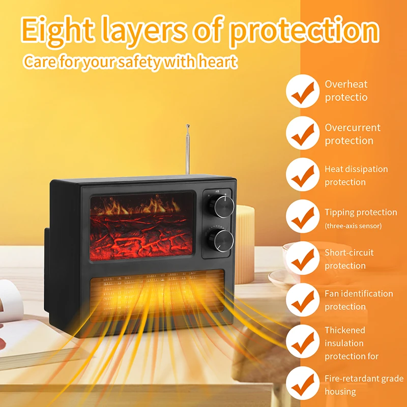 Mini Indoor Fireplace Fan Heater Rechargeable Electric Room PTC Usb Fan Heater