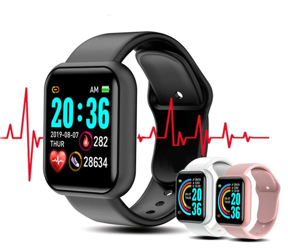 2021 Amazon smart watch y68 new wrist bracelet band blood pressure sport wristband fitness tracker D20 smartwatch for iphone
