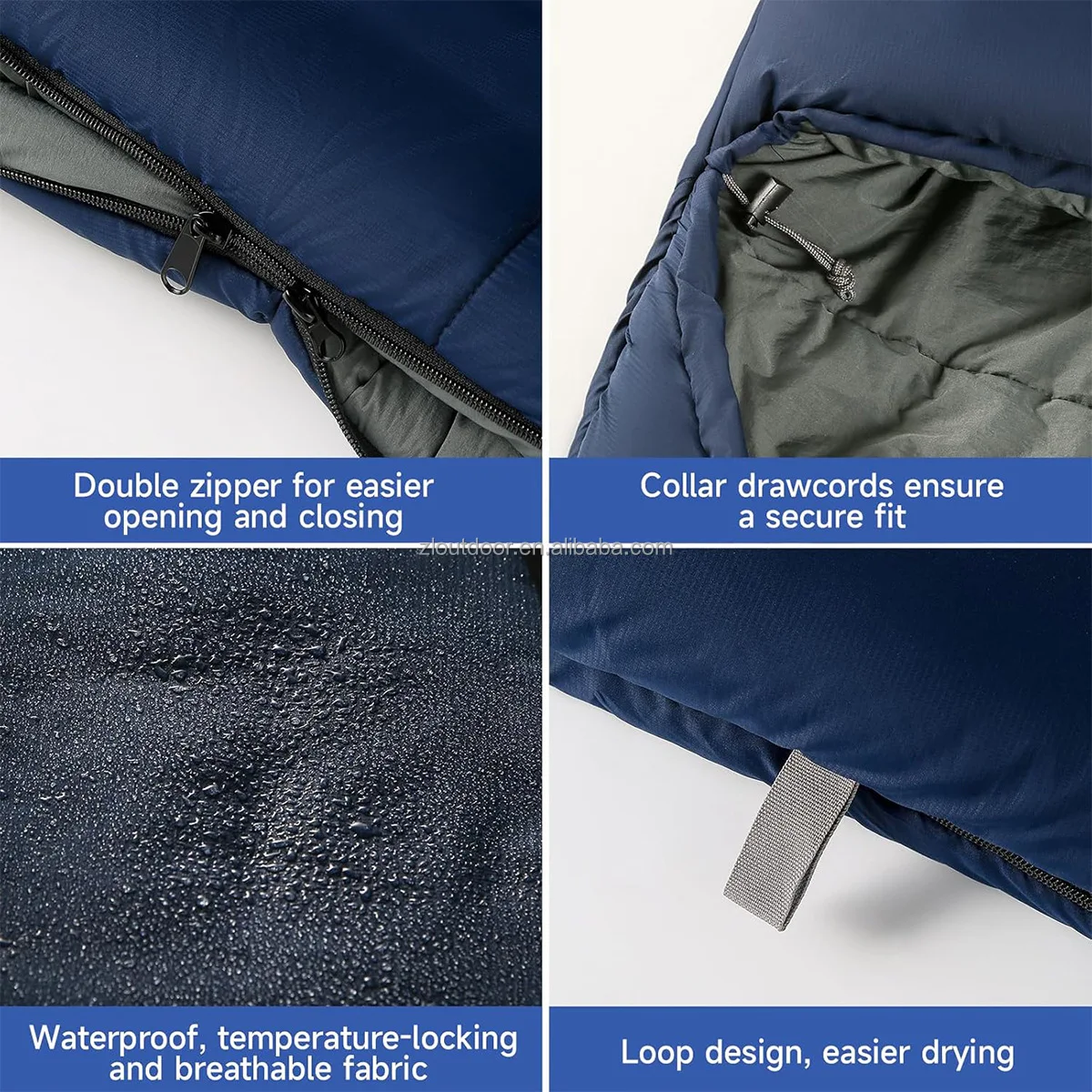 Hot Selling 4 Seasons Portable Nylon Camping Sleeping Bag Waterproof Down-Filled for Indoor Outdoor Cold Weather Adults Children