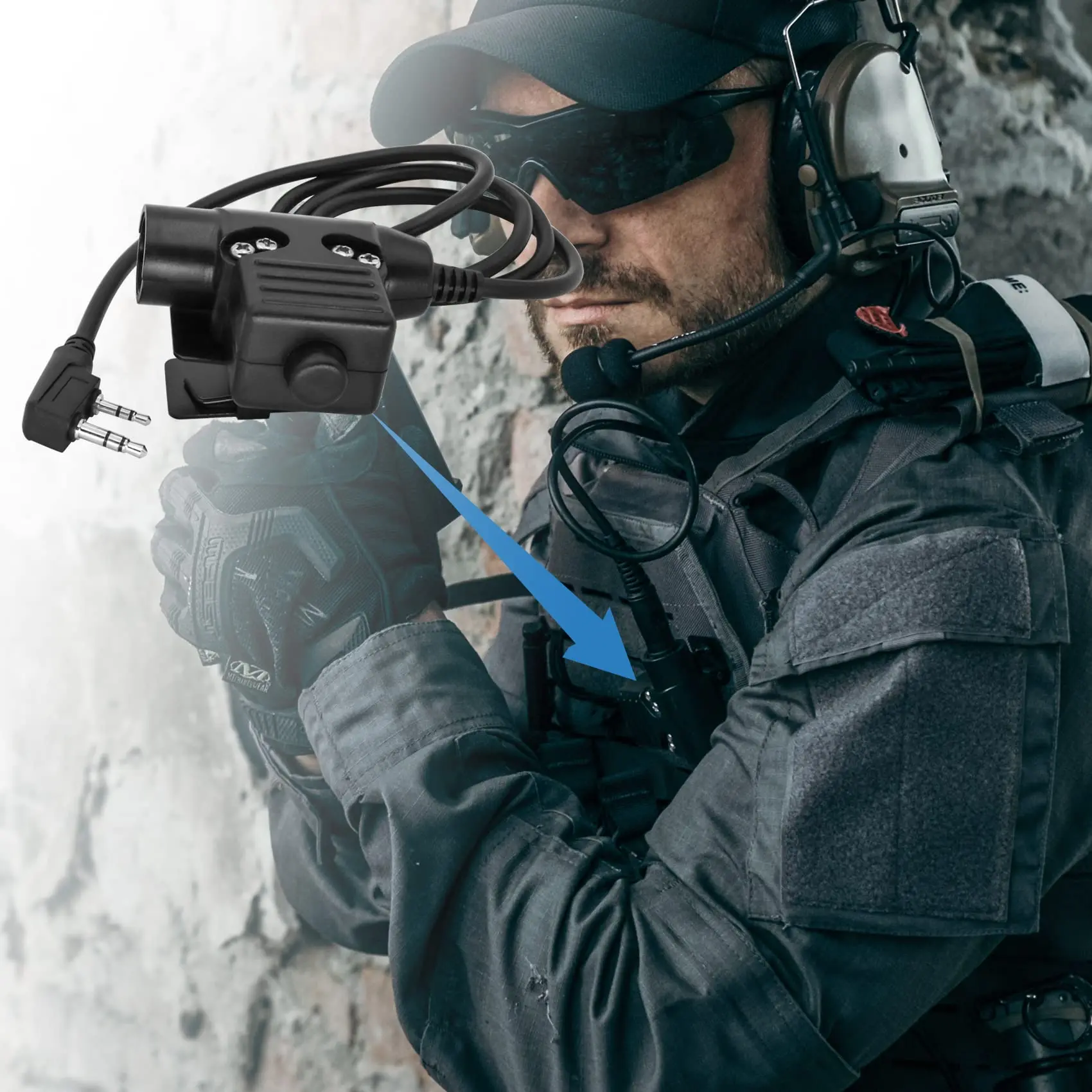 ZTAC U94 PTT Adapter K Plug 2 Pin Civilian Version Aisofe Tactical Headset tactical ptt  for Kenwood/Baofeng Radio