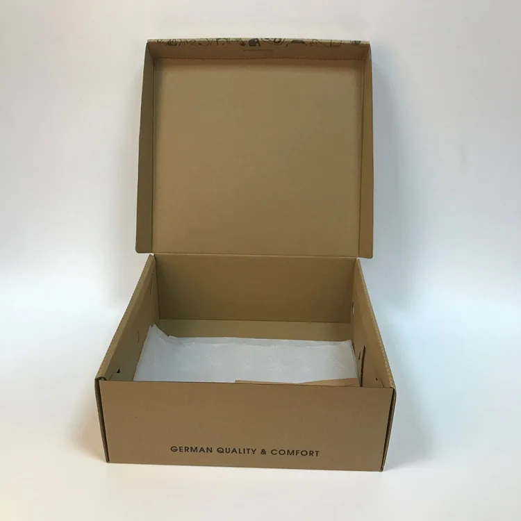 Recyclable Custom Logo Printed  Kraft Corrugated Shoes Paper Box For Shoe Packaging